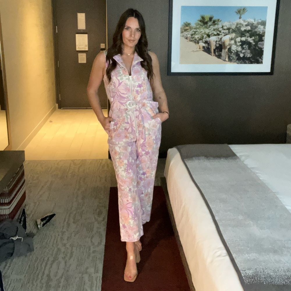 Floral Pink and White Jumpsuit
